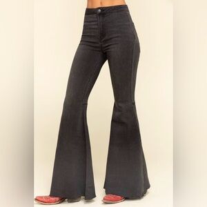 FREE PEOPLE WOMEN'S HIGH RISE DARK WASH JUST FLOAT ON FLARE JEANS